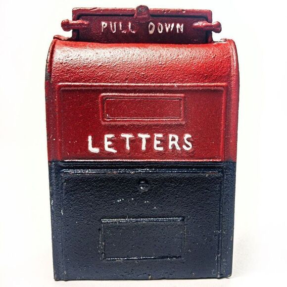 VTG Cast Iron US Post Office Mail Novelty Coin Bank - Picture 1 of 8